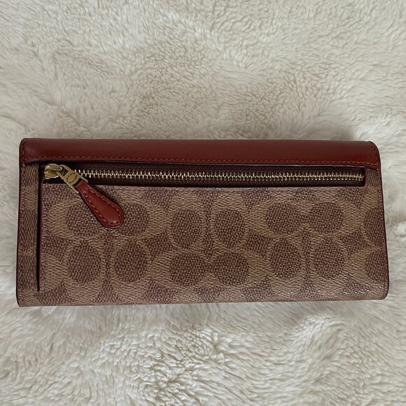 Coach WYN Colorblock Signature Canvas Soft Wallet Brass/Tan/Rust - Picture 4 of 11